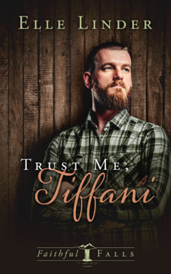 Trust Me, Tiffani book cover; white man with beard standing in front of wood paneled wall, staring off to the side